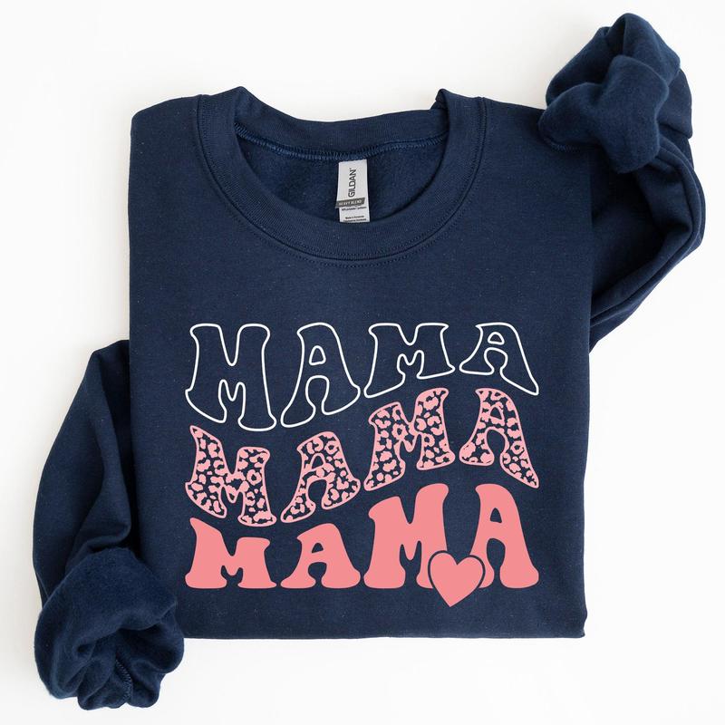 Mama, Leopard, Heart, Mom, Mother's Day Gift Sweatshirt Casual Comfort Womenswear ComfortableÃ‚Â Graphic