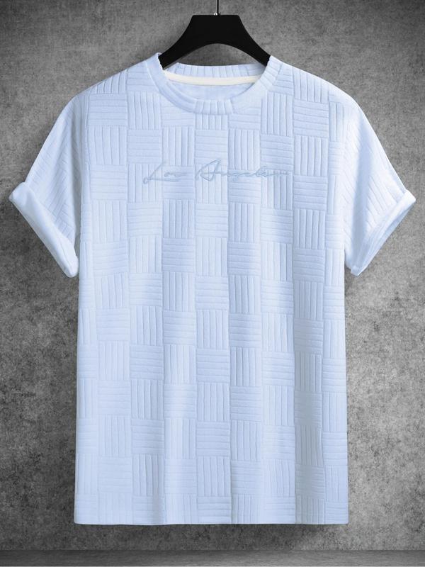 Men's Letter Print Round Neck Tee, Regular Fit Casual Crew Neck Short Sleeve T-shirt, Menswear, T Shirts for Men, Graphic Tees, Summer Graphic Tees fo