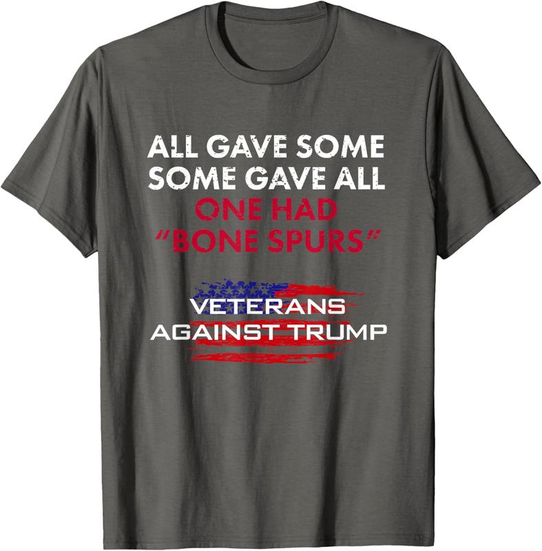 Veterans Anti-Trump Tshirt Draft Dodger Bone Spurs for Vets Unisex T-Shirt Sweatshirt Hoodie Hooded Cotton Menswear Man Classic Short Sleeve Tshirt Collar Fabric