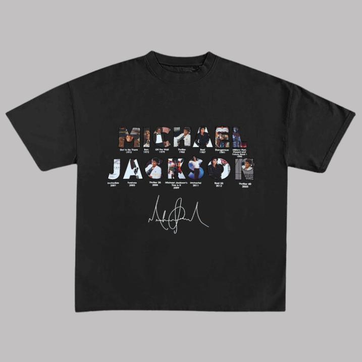 Fashionable Musician Letter Michael Jackson T-Shirt, Vintage MJ Graphic Tees, Unisex Music Pop Shirt Menswear Womenswear Streetwear