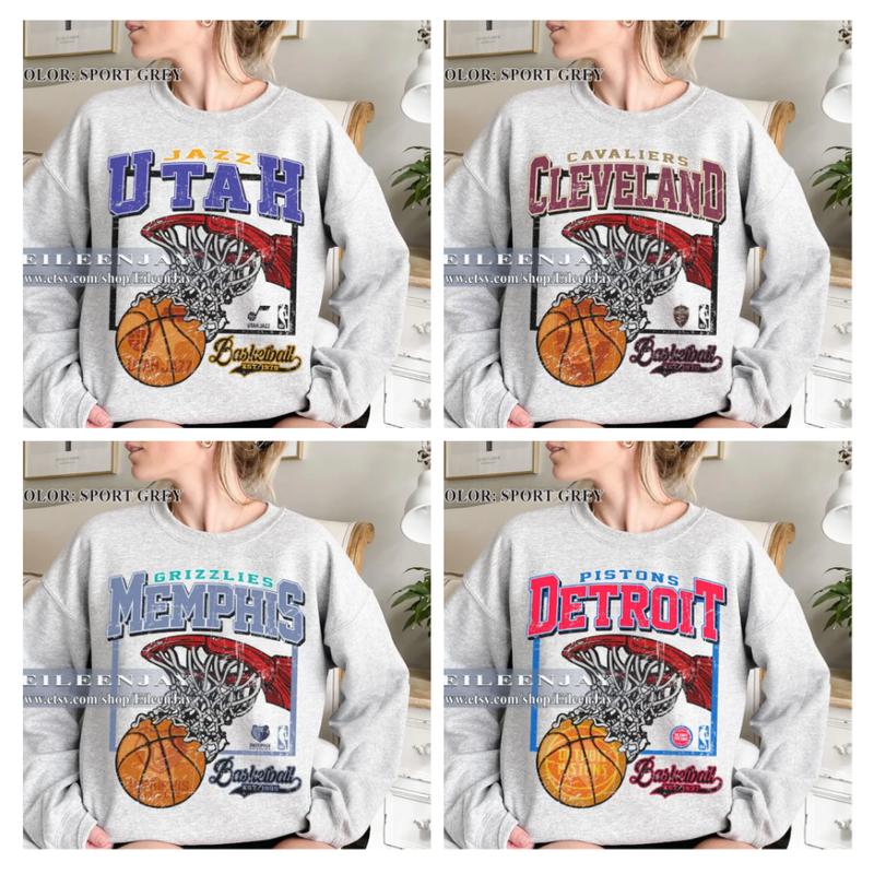 Vintage All Basketball Team Shirt, Basketball Team Sport Grey Sweatshirt, Gift for Basketball Fan, Gameday