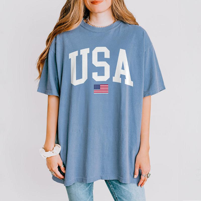 USA Flag Shirt, 4th of July Shirt, Big USA Tshirt, USA Comfort Shirt, USA Flag Comfort Tee, Usa Comfort Colors Tee, Usa Shirt, Retro USA T-Shirt, Independence Day Shirt, Retro 4th Of July Outfits, Independence Day Parade Outfits, Women Top