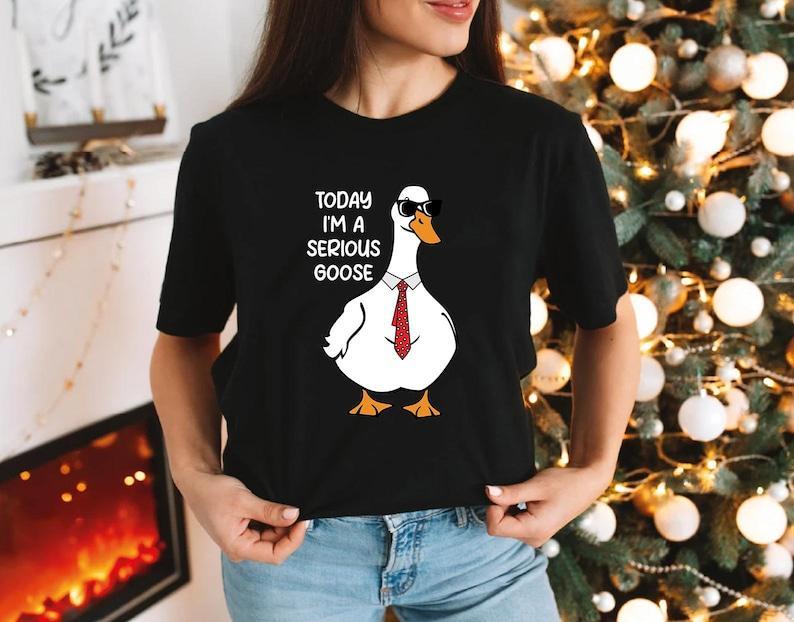 Today I'm A Serious Goose Sweatshirt, Silly Goose Sweatshirt, Funny Men's Women's Sweater, Trendy College Hoodie Classic Crewneck, Full Sizes, Full Co