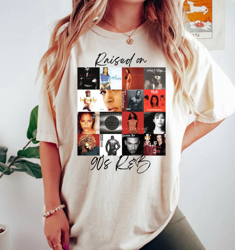Classic 90's And 2000's R&B Album Cover Tshirt Sweatshirt Hoodie, Raised On 90's R&B Album Shirt, Gift For Fans, Unisex Sweater Pullover Tee