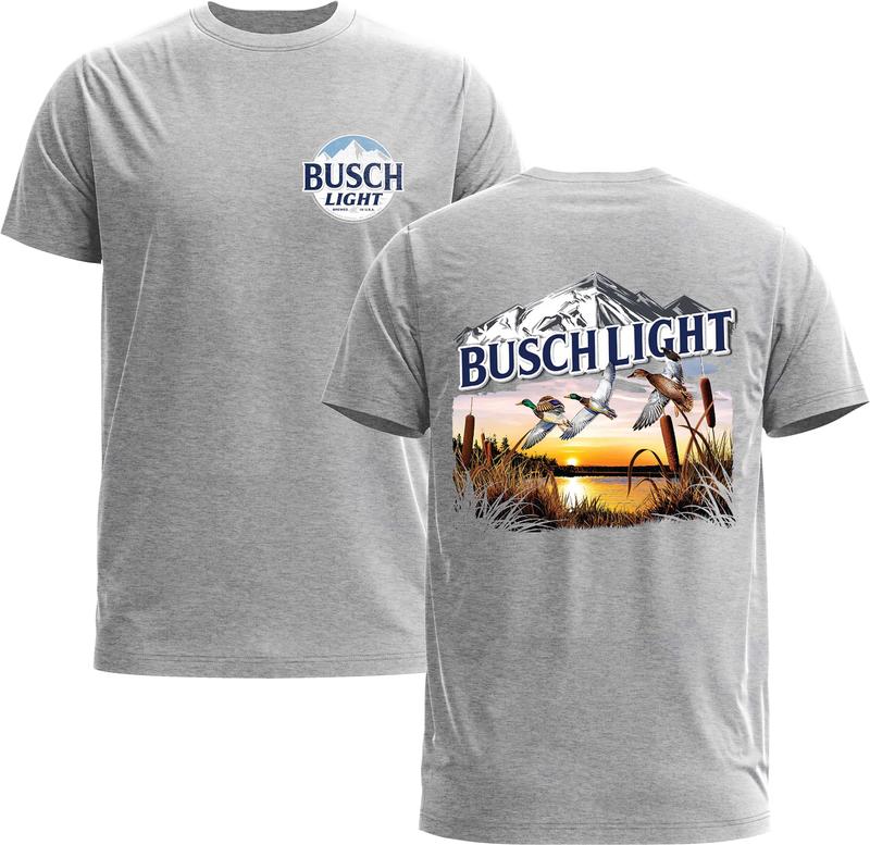 Busch Light Deer Hunting Scene 2-Sided Tee - Beer Unisex Tee - Gildan 5000 Graphic Shirt, Heavy Cotton, Full Sizing & Colors Tops Menswear Man