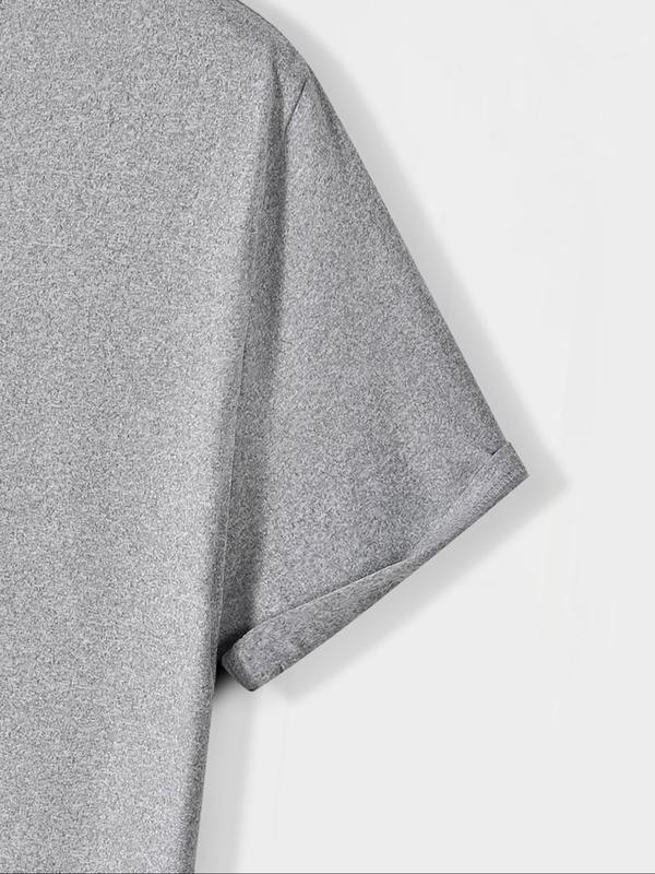 Men's Regular Fit Letter Print Round Neck Tee, Slogan Graphic Short Sleeve T-Shirt for Daily Wear, Casual Comfy Knitting Top for Summer