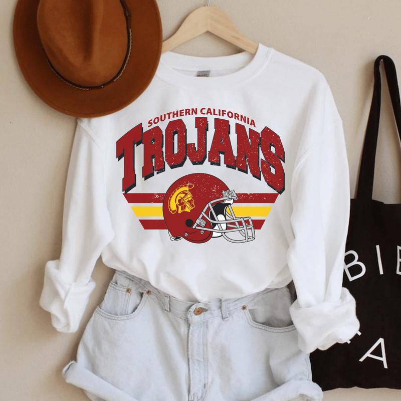 Vintage USC Trojans Football Sweatshirt, Trendy University of Southern California Gifts, NCAA Game Day Style, Unisex Shirt, Cotton, Comfort HSW07