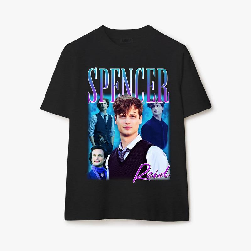 Spencer Reid Homage T-shirt Tee Top Funny Retro 90s Gift TV Show Menâ€™s Womenâ€™s Classic Collar