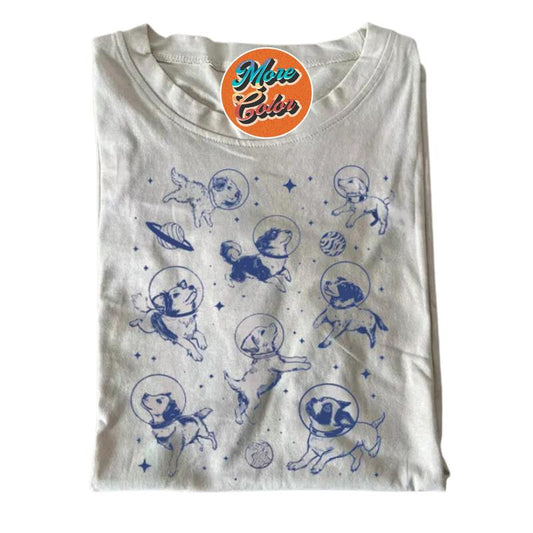 Dogs in Space T-shirt, Sweatshirt, Cotton Unisex Shirt, Crew Neck, Size S- 4xl, Menswear Top, Womenswear Top Underwear Streetwear