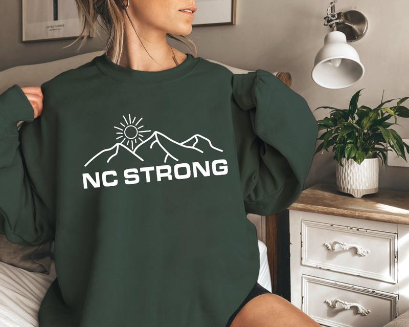 NC Strong Sweatshirt Hoodie, Hurricane Crewneck, Unisex Graphic Cotton Shirt, Womenswear Menswear Top