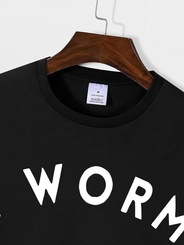 Men's Regular Fit Letter Graphic Round Neck Tee, Graphic Tees, Casual Streetwear Car Print Short Sleeve T-shirt for All Seasons, Graphic Tees, Knittin