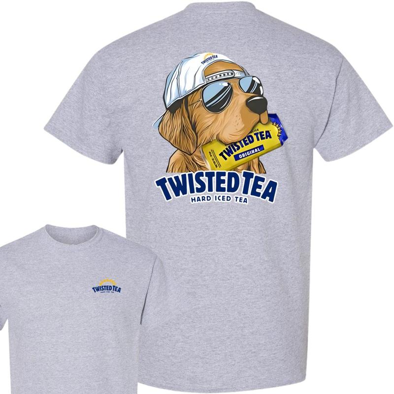 Twisted Tea Hunting Dog 2 Sided T-shirt, Twisted Tea T-Shirt Full Color For Men and Women, Unisex Outdoors Funny Beer Printed T-shirt
