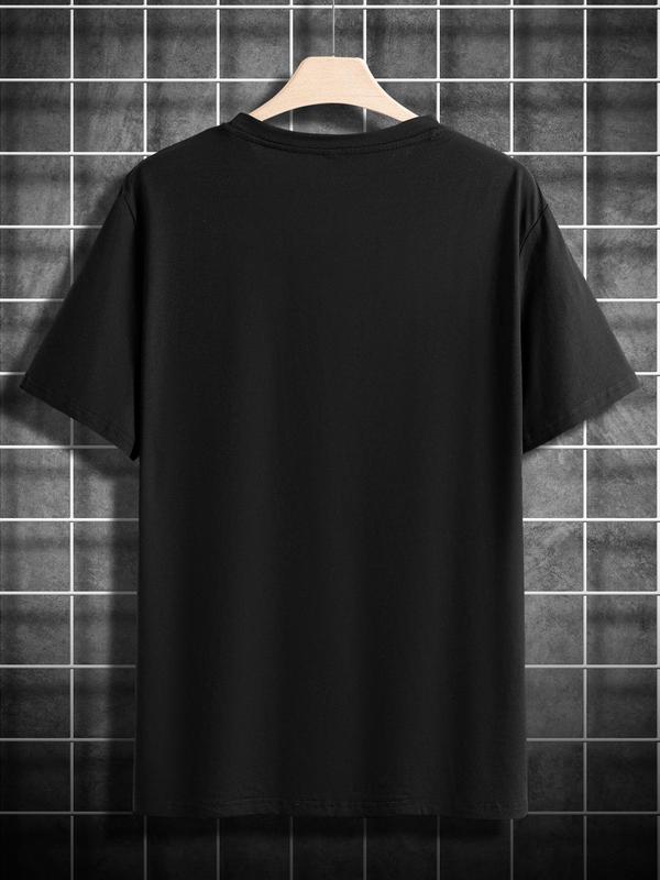 Men's Letter Print Round Neck GraphicÂ Tee, Summer Clothes,Â Regular Fit Casual Short Sleeve T-shirt for Daily Outdoor Wear, Men Summer Streetwear Top for Daily Wear