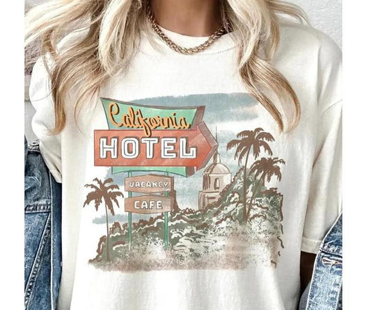Vintage Eagles Band Hotel California Music Lovers Tee, Rock Classic Graphic Shirt, Unisex Fashion T-Shirt for Music Fans