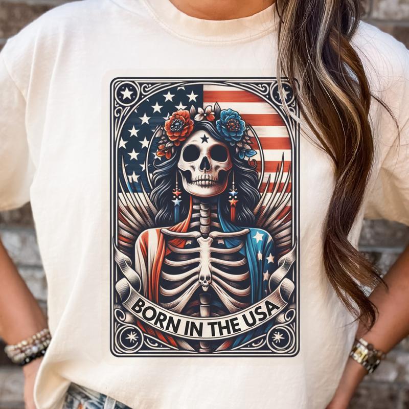 Tarot Skull Tees Dead Inside Tarot Tee The Patriot T-Shirt The True Crime Junkie Top The Homebody Tarot Tshirt  Born In the USA Top ADHD Squirrel T-Sh