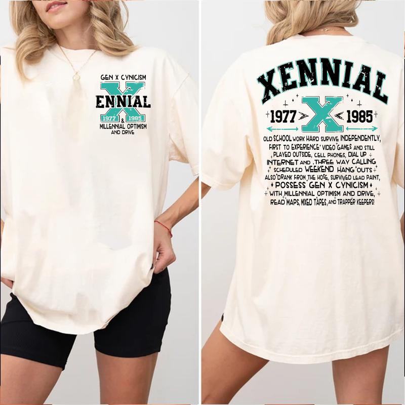 Xennial Gen X T-Shirt: Funny Adult Graphic Print, Trendy Retro Style For Men, Women