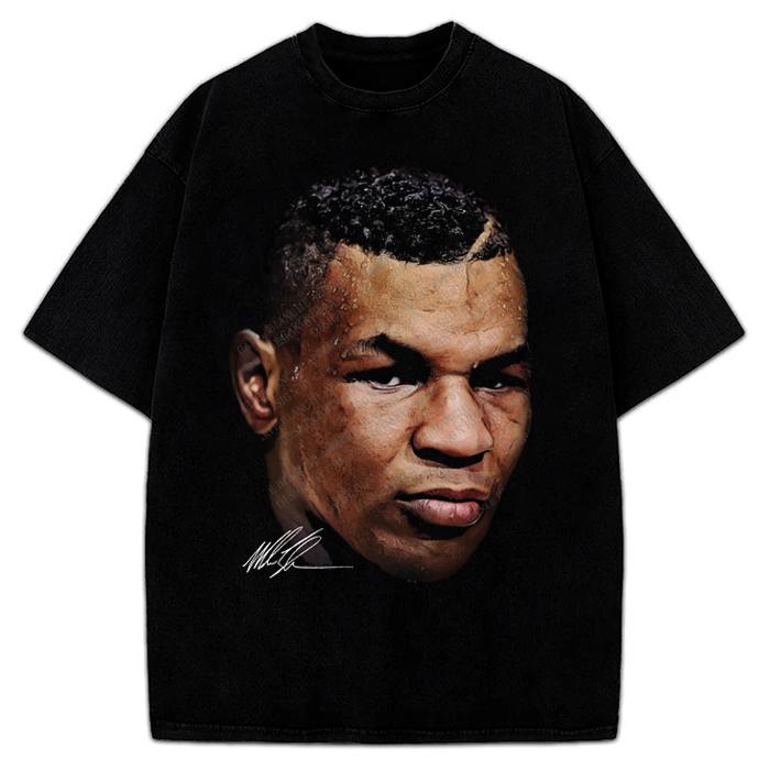 Mike Tyson T-Shirt Young Mike Tyson Portrait Big Face Custom Graphic Tee Crewneck Cotton