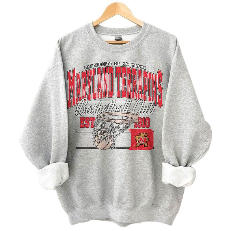 Maryland Terrapins Vintage NCAA Basketball Shirt, University Sport Hoodie, Classic Gift for Fans, Unisex Wear, Cotton T-Shirt, Basketball Style