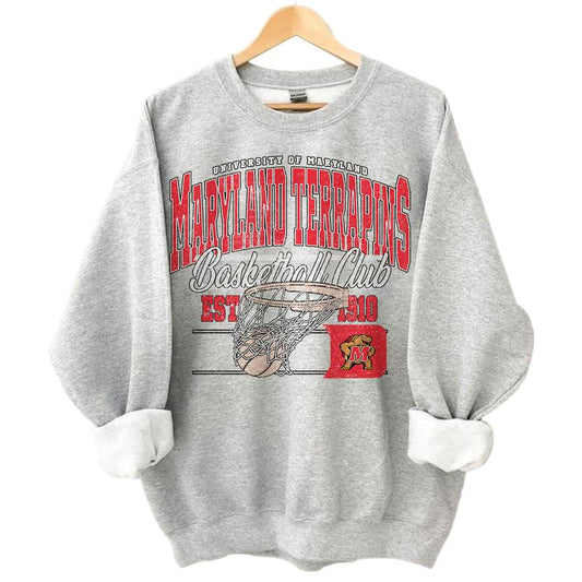Maryland Terrapins Vintage NCAA Basketball Shirt, University Sport Hoodie, Classic Gift for Fans, Unisex Wear, Cotton T-Shirt, Basketball Style