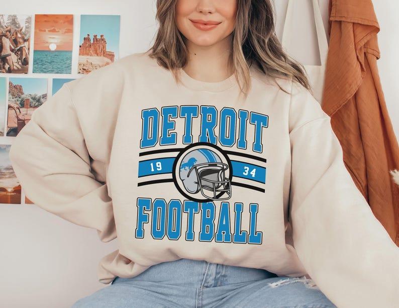 Vintage Detroit Football Crewneck Sweatshirt  T-Shirt, Lions Sweatshirt, Retro Detroit Football Sweatshirt, Detroit Fan Gift