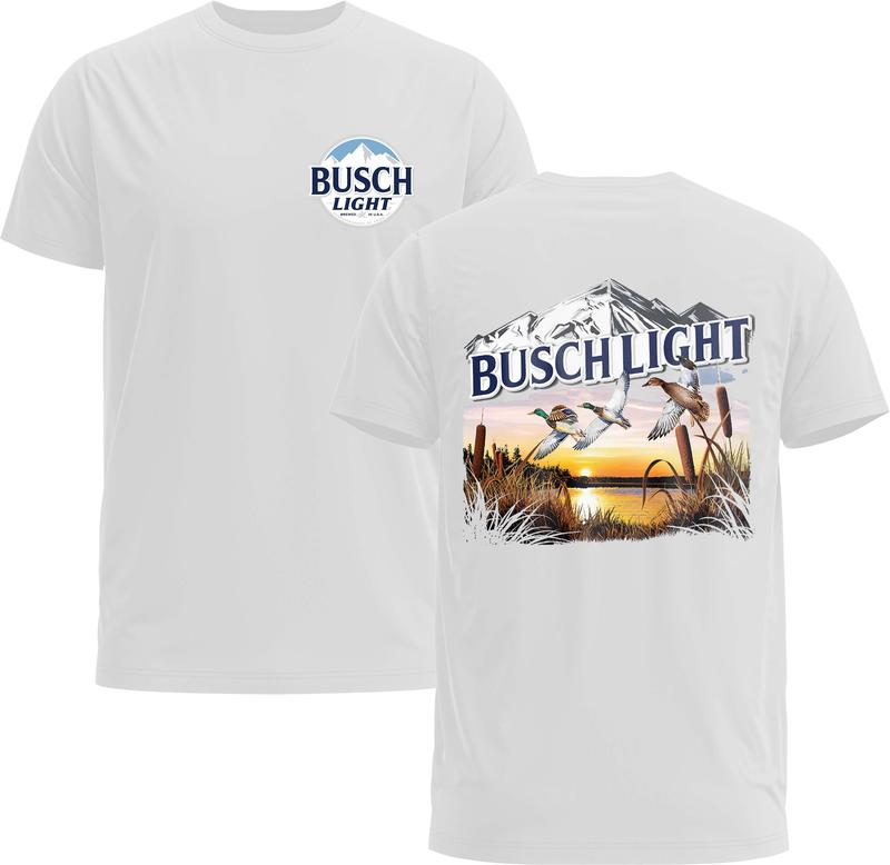 Busch Light Deer Hunting Scene 2-Sided Tee - Beer Unisex Tee - Gildan 5000 Graphic Shirt, Heavy Cotton, Full Sizing & Colors Tops Menswear Man