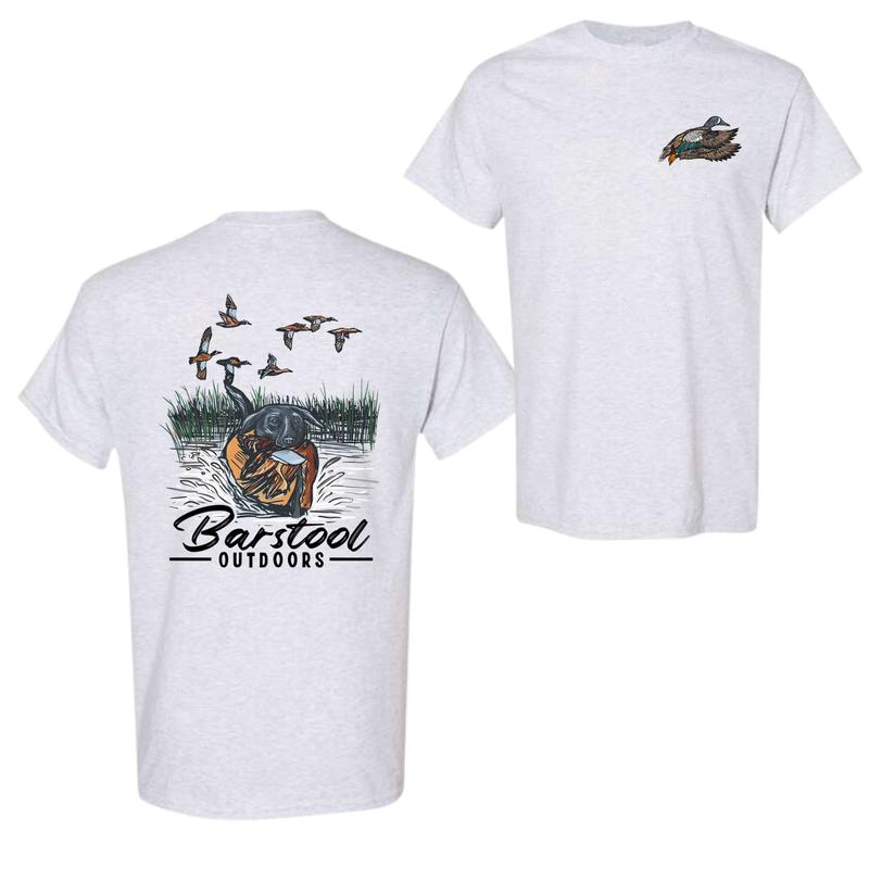 Barstool Outdoors Duck Hunt 2 Sided Shirt, Vintage Mallard Hunting Tshirt, Unisex Graphic Printed Tee, Cotton Shortsleeve Casual Womenswear, Daily Women's Top