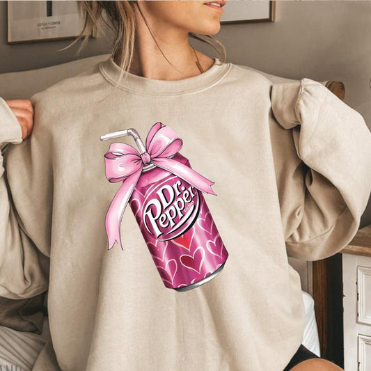 Dr.Pepper Pink Bow Coquette Unisex Sweatshirts Pullover Womenswear Tops Long Sleeve Crewneck Sweatshirts