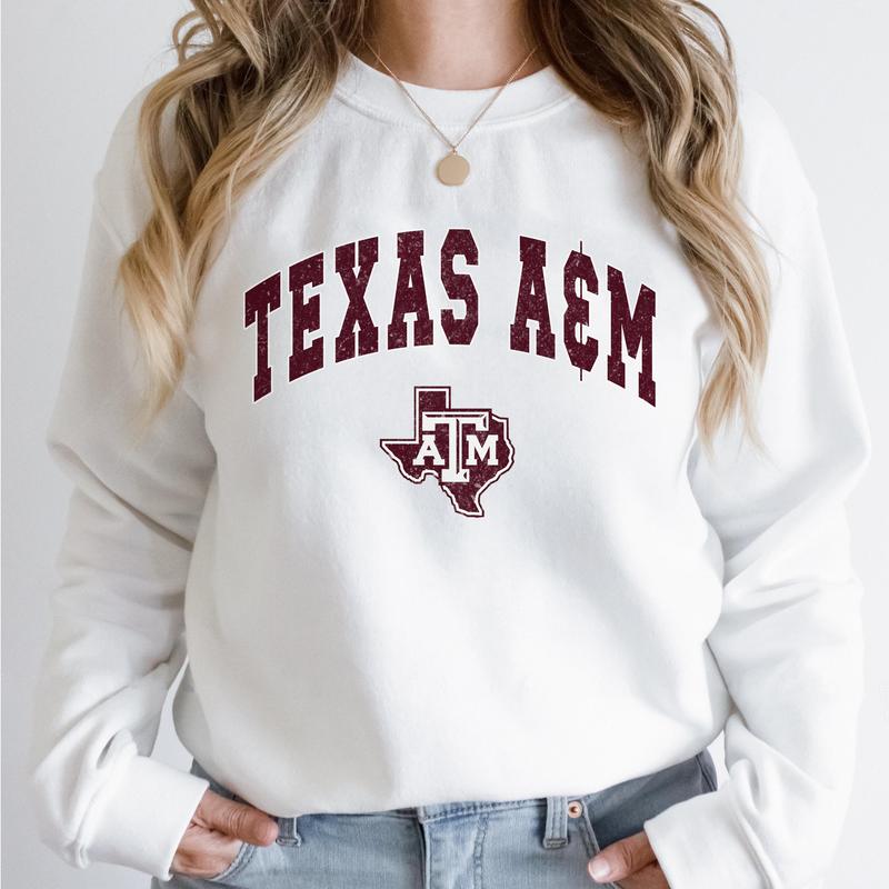 Texas A&M Aggies Vintage Football NCAA Trendy Sweatshirt, Texas A&M University Unisex Football NCAA Shirt, Gift For Men, Gift For Girls, Crewneck, Cot
