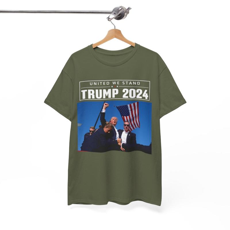 Trump United We Stand - Trump 2024 - Trump Rally Shooter Tshirt - Trump You Missed - Trump Survived - USA Freedom - Donald J. Trump Unisex Heavy Cotton Tee