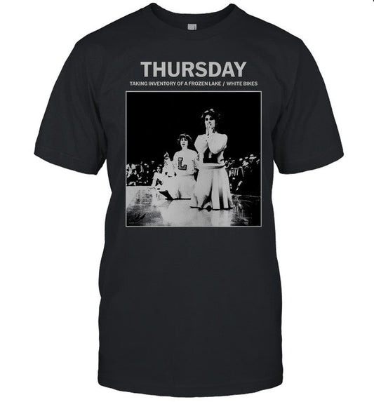 2025 Thursday Taking Inventory Of A Frozen Lake White Bikes Shirt