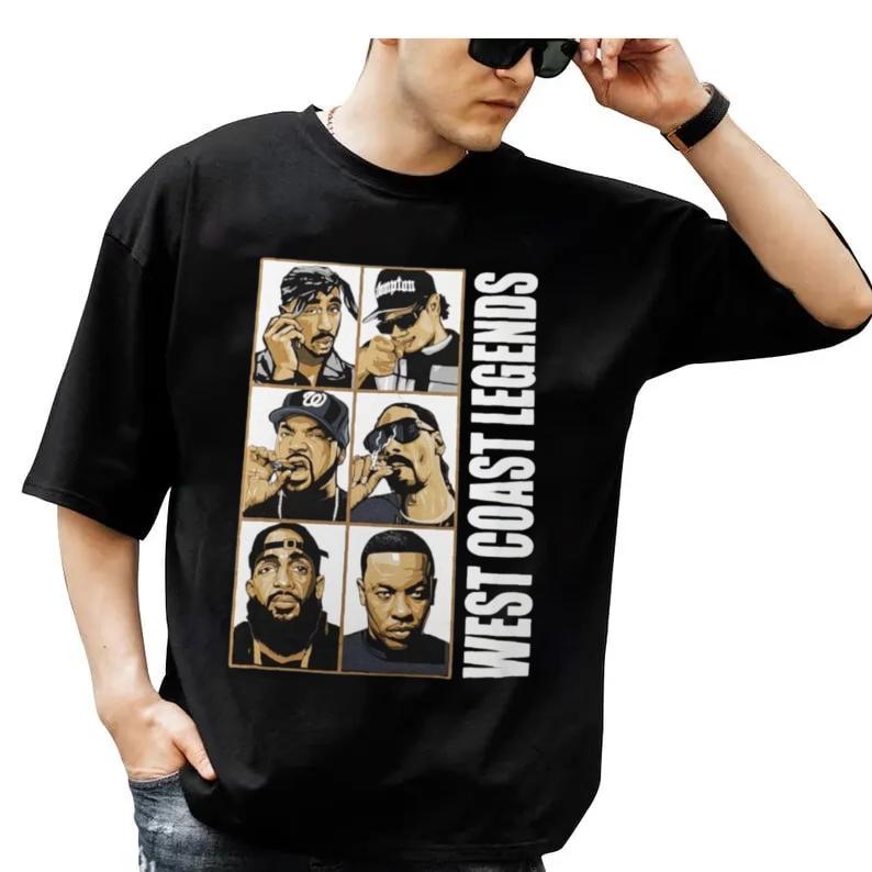 West Coast Legends Hip Hop Graphic Shirt, Gift For Friends, Rapper Old School Shirt, Hip Hop Friends Tee, Unisex Short Sleeve Tee