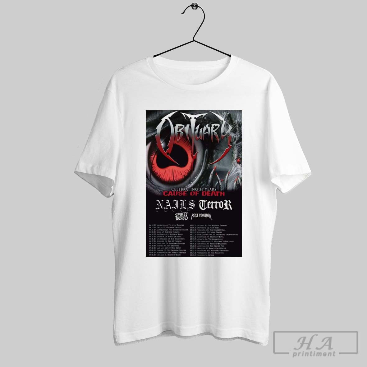 Show Obituary Cause Of Death At Celebrating 35 Years 2025 T Shirt