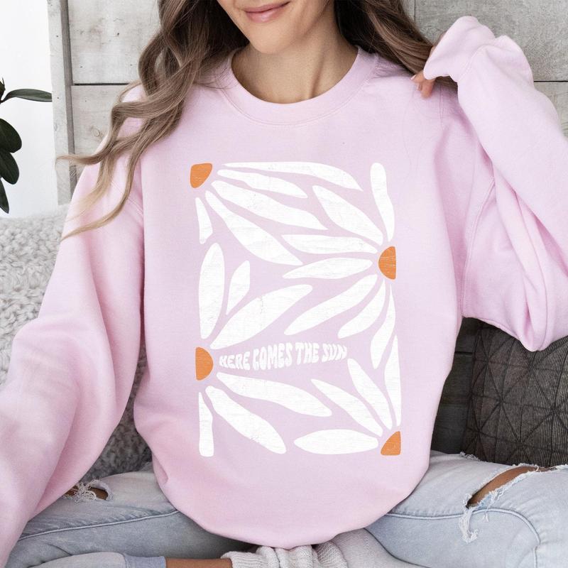 Here Comes The Sun, Boho Floral Design Sweatshirt