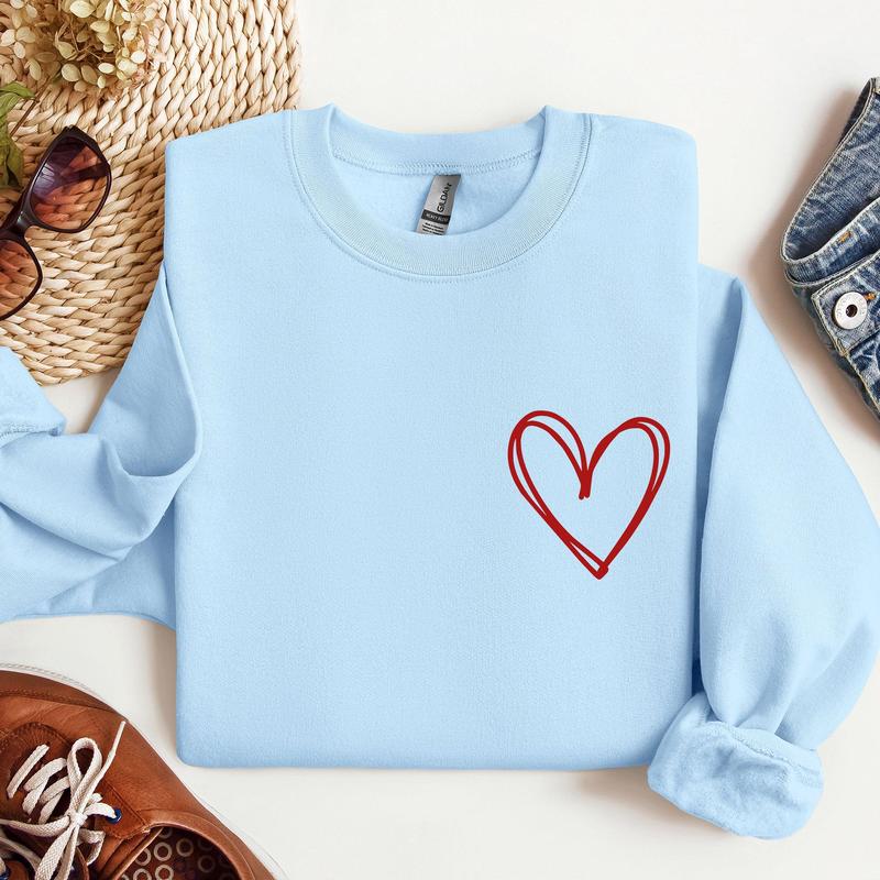 Double Heart Pocket Print, Sweatshirt, Valentine's Day