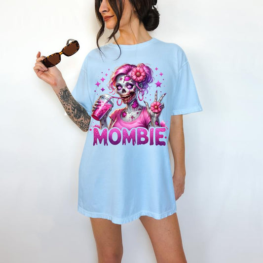 Mombie - T-Shirt, Momster Skeleton, Bright Graphic, Funny Apparel, Snarky, Gift Idea, Relaxed Fit, Casual Apparel, Cute Top, Great with Jeans, All Sea