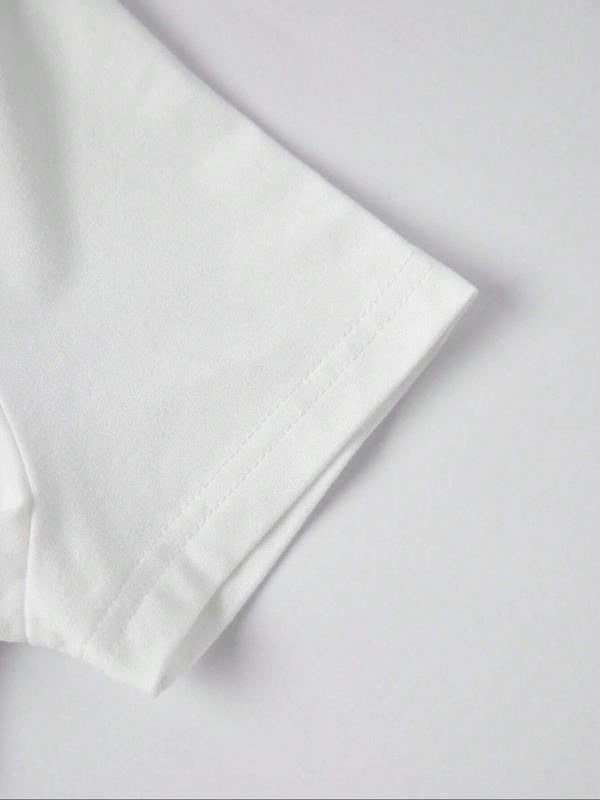 Women's Letter Print Round Neck Crop Tee, Casual Short Sleeve Crew Neck T-Shirt for Summer, Graphic Tees,Ã‚Â Streetwear Women's Top for Daily Wear