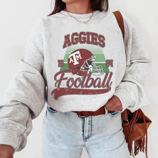 18. Texas A&M Aggies Vintage NCAA Sweatshirt, University Football Team Classic Collection Gift for Men and Women