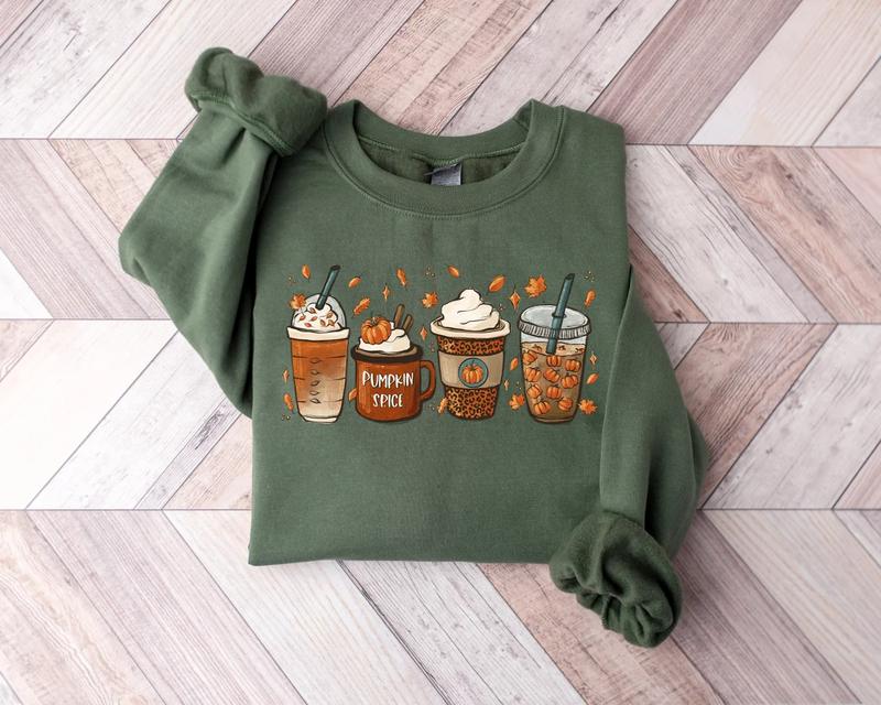 Fall Coffee Sweatshirt, Thanksgiving Sweater, Fall Crewneck Pumpkin Spice Sweatshirt, Pumpkin spice Halloween Sweatshirt Unisex Classic Cotton