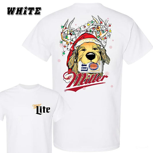 Miller Lite Christmas T-shirt 2 Siders T-shirt, Your Dog, Perfect For Beer Lovers, Casual Graphic Dog T-shirt, Unisex T-shirt for Men and For Women