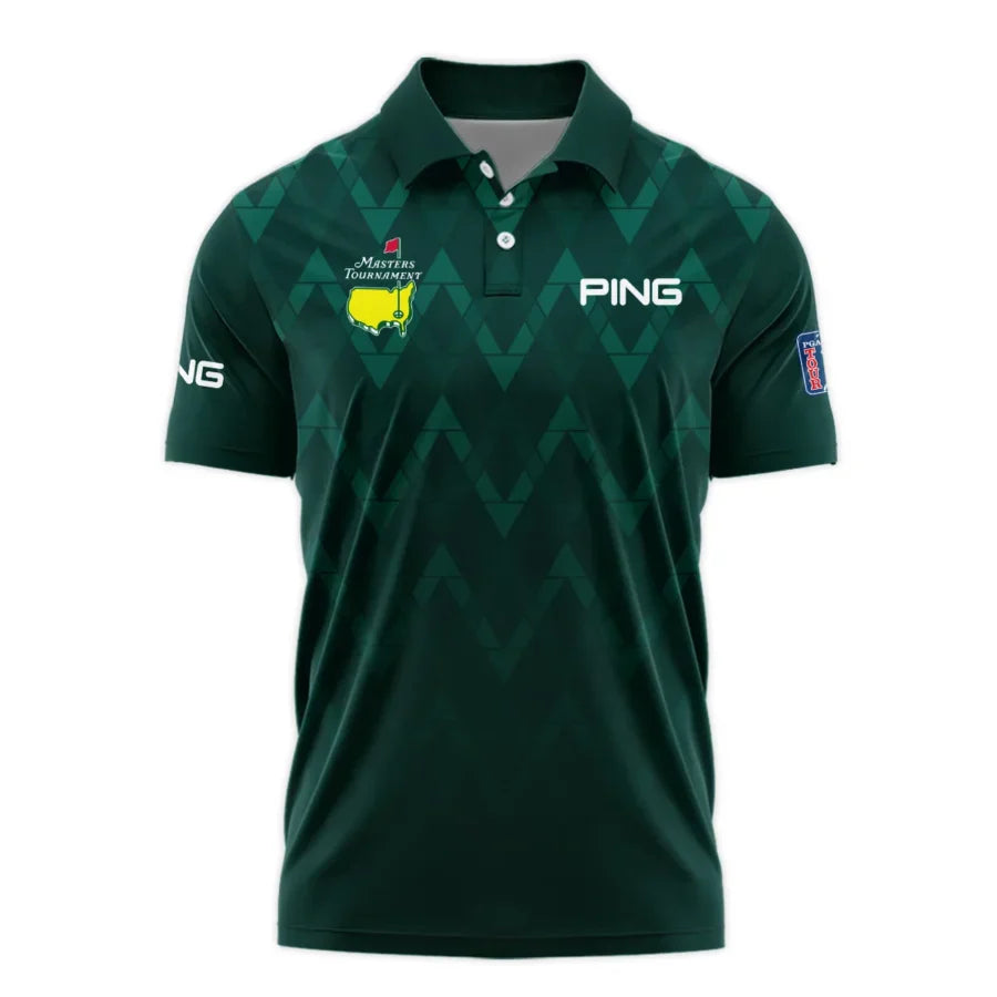 Abstract Dark Green Zigzag Background Masters Tournament Ping Polo Shirt Style Classic Polo Shirt Fo