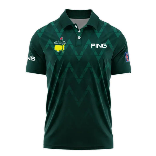 Abstract Dark Green Zigzag Background Masters Tournament Ping Polo Shirt Style Classic Polo Shirt Fo
