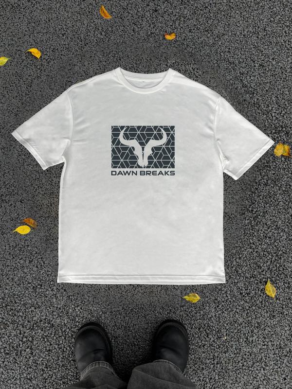 Men's Bull Head & Letter Print Round Neck Tee, Regular FitÂ Trendy Casual Streetwear GraphicÂ Short Sleeve T-Shirt for Daily Wear, Graphic Tees,Â Men's Summer Outfit 2024, Vintage Tees, Men's T Shirts