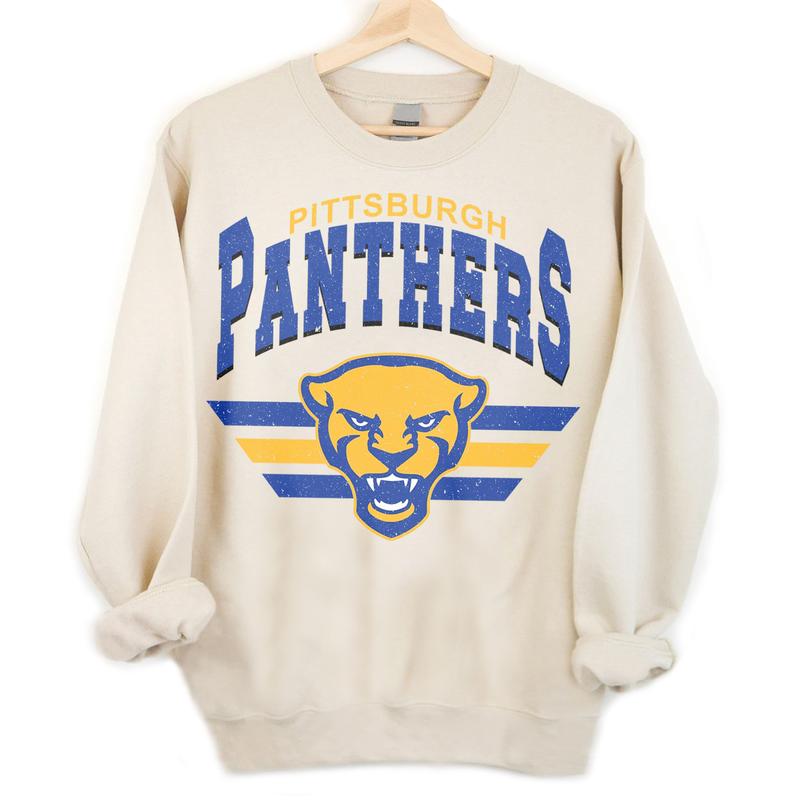 Pittsburgh Panthers Vintage NCAA Sweatshirt, Unisex Pittsburgh Football Shirt, Classic Sport Hoodie for Football Fans, Cotton, Sweatshirt, T-Shirt