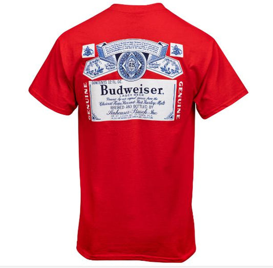 Budweiser Bottle Label Back Print Tee Sweatshirt T-shirt For Men Women - Trendy Styles Available - Extensive Size Options - Gym to Street Wear - For Him and Her - Color Choices for You