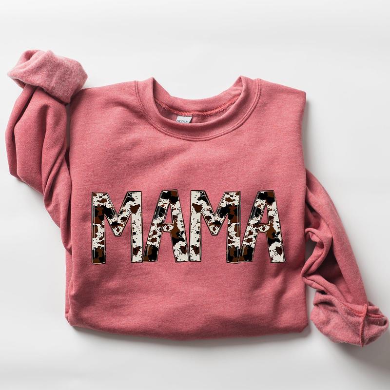 Mama, Cow Print, Mom, Mother's Day Gift Sweatshirt Casual Comfort Womenswear ComfortableÃ‚Â Graphic