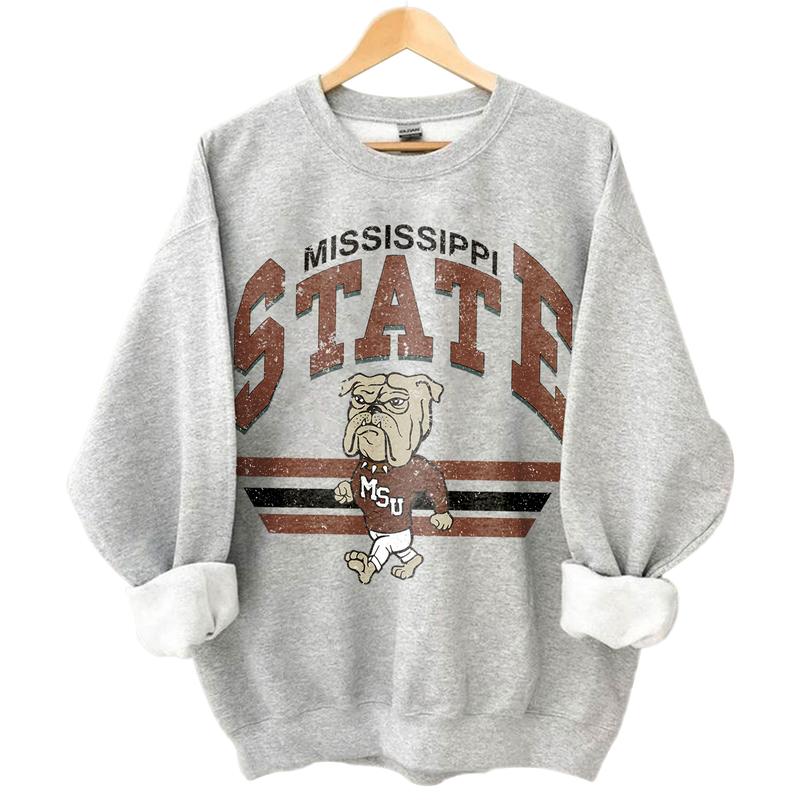 Mississippi State Bulldogs Vintage Football NCAA Sweatshirt - Tshirt - Hoodie, Mississippi State University Unisex Football NCAA Shirt, Unisex Vintage NCAA Shirt, Classic Football Shirt, Gifts For Football Fan Sport, Cotton, Sweatshirt, T-Shirt, Hoodie