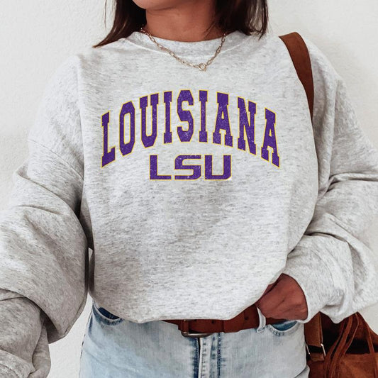 LSU Tigers Vintage Football NCAA Trendy Sweatshirt, Louisiana State University Unisex Football NCAA Shirt, Gift For Men, Gift For Girls, Crewneck, Cotton, Sweaters, Pullover