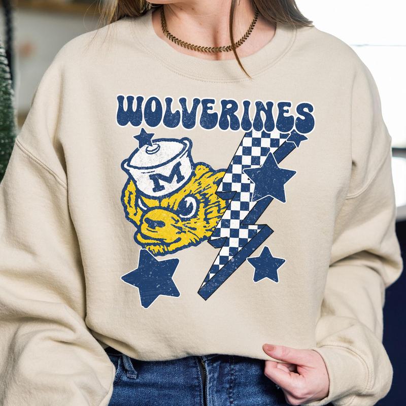 Michigan Wolverines Seminoles Vintage Football NCAA Sweatshirt, University of Michigan Vintage Sweatshirt, Unisex Vintage Sweatshirt NCAA, Classic Spo