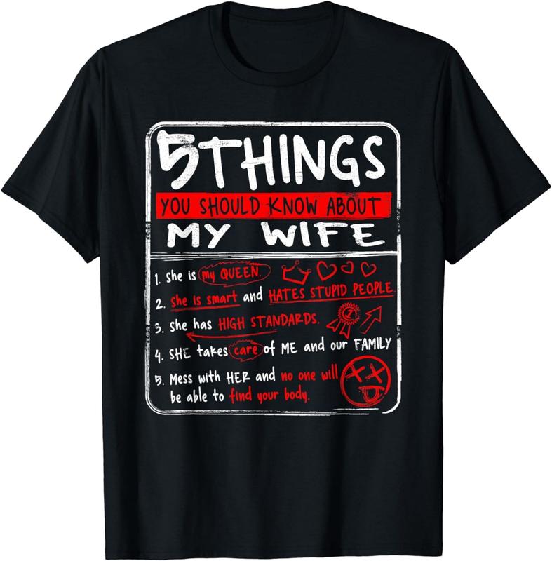 5 Things You Should Know About My Wife Husband Gift T-Shirt, Unisex Cotton Graphic Shirt Sweatshirt, Hoodie, Comfort Colors
