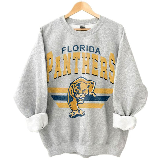 FIU Panthers Vintage NCAA Sweatshirt, Unisex FIU Football Shirt, Classic Sport Hoodie for Fans, Gifts For Men and Women, Cotton, T-Shirt